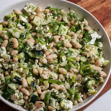 Mediterranean White Bean Salad with Fennel - Avocado Skillet Fennel White Bean Salad, Avocado Skillet, Salad With Fennel, Spring Salad Recipes, White Bean Salad, Sweet Pepper, Healthy Food Recipes Clean Eating, Best Salad Recipes, Spring Salad