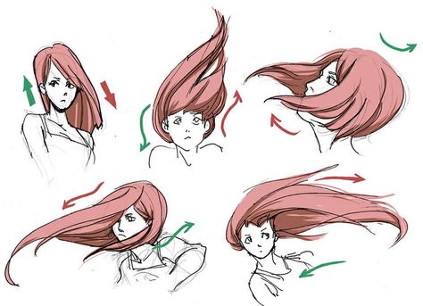 Drawing Wind, Wind Drawing, Wind Blown Hair, Hair In The Wind, Pelo Anime, Manga Drawing Tutorials, Hair Flow, Hair Drawing, Anime Hair