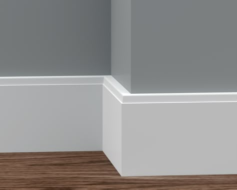 Modern Baseboards And Trim, Modern Crown Molding, Tall Baseboards, Modern Baseboards, Baseboard Styles, Interior Wood Trim, Floor Moulding, Interior Door Trim, Baseboard Trim