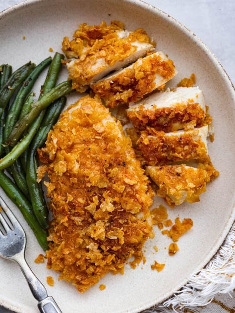 Cornflake Chicken Breast, Cornflake Recipes, Cornflake Chicken, Chicken Crispy, Greek Lemon Chicken, The Recipe Critic, Recipe Critic, Crusted Chicken, Baked Chicken Breast