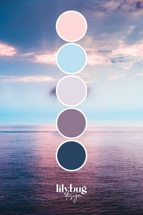 Pretty Color Pallets, Brand Colours Palette, Ethereal Color Palette, Lilybug Design, Ocean Colour Palette, Sunset Colour Palette, Relaxing Color Palette, Rgb Palette, Cool Colour Palette