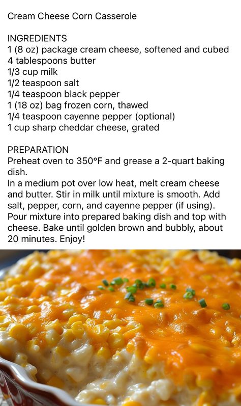 Corn Pudding Casserole, Cheese Corn Casserole, Corn Recipes Side Dishes, Veggie Side Dish Recipes, Thanksgiving Food Sides, Cheese Corn, Corn Casserole Recipe, Corn Dishes, Baked Corn