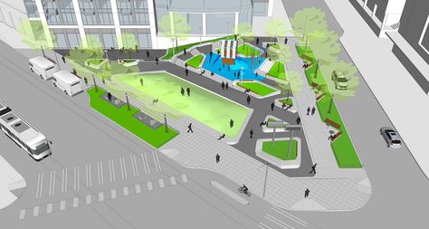 Triangle Landscape Design, Public Park Design, Train Station Design, Trees Drawing Tutorial, Triangle Park, Resort Design Plan, Trees Drawing, Podium Design, Plaza Design