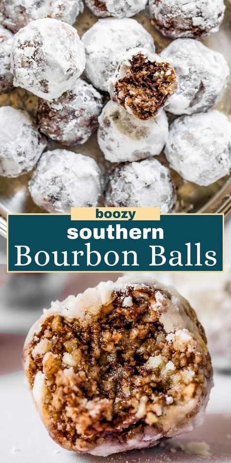 Bourbon Balls are a delicious treat, perfect for your Christmas tray! Made with crushed vanilla wafers, pecans, chocolate, and a hearty splash of bourbon, these traditional Southern candies are a guaranteed crowd-pleaser. Bourbon Balls Vanilla Wafers, Wafer Cookie Desserts, Bourbon Cookies Recipe, Booze Balls, Diethood Recipes, Bourbon Balls Recipe, Easy Christmas Candy, Bars Cookies, Christmas Candy Easy