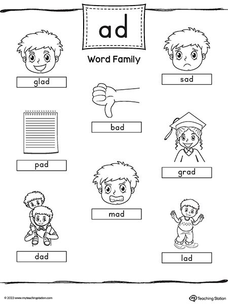 Ad Words Worksheets, Ad Word Family, Ad Family Words Worksheet, Am Family Words Worksheet, Am Word Family Worksheet, Ub Word Family Worksheet, Op Family Words Worksheet, Word Families Printables, Ccvc Words