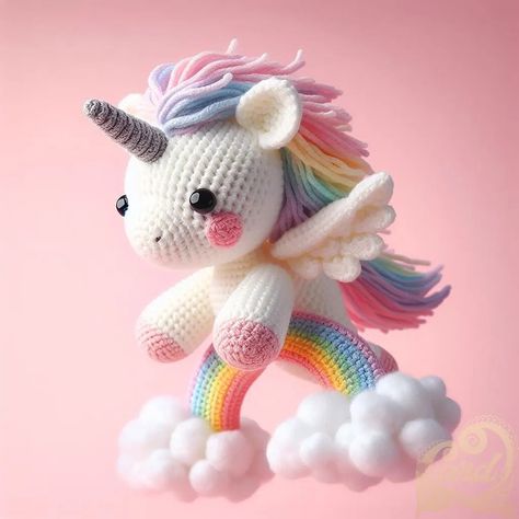 https://card9.com/ai/craft/Skylar-Rainbow-Unicorn-Plush Crochet Wings, Unicorn Crochet, Unicorn Toys, Unicorn Plush, Magical Unicorn, Crochet Toy, Rainbow Unicorn, Knitted Toys, The Rainbow