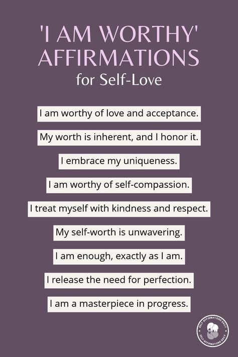 100 I Am Worthy Affirmations to Boost Your Self-Esteem Worthiness Affirmations, Worthy Affirmations, Self Esteem Affirmations, Success And Happiness, Self Concept, Success Affirmations, I Am Enough, I Am Worthy, Words Of Affirmation