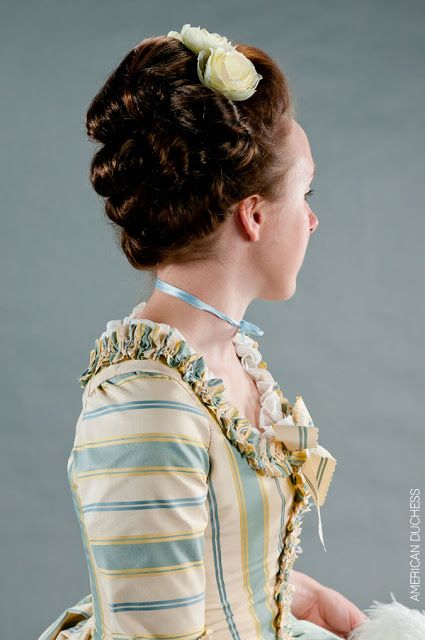 V212: Georgian Hair Hopping ~ American Duchess 18th Century Hairstyles, 1700s Hair, 18th Century Hair, Colonial Clothing, Historical Hairstyles, Colonial Dress, American Duchess, 18th Century Dress, 18th Century Costume