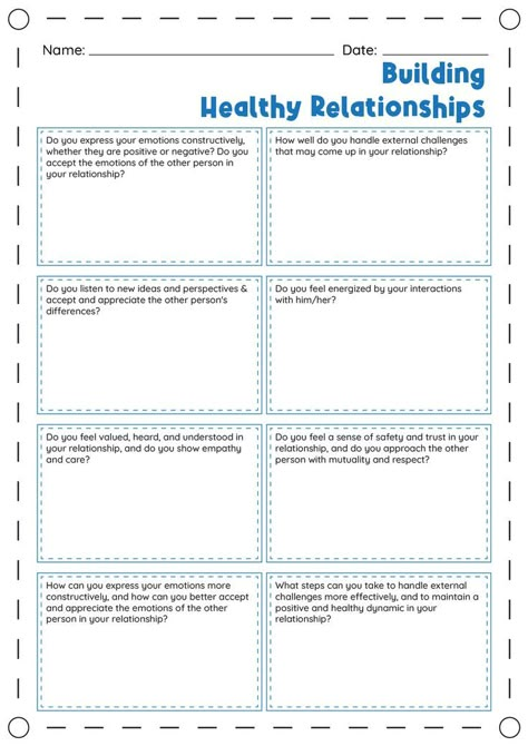 Creating Healthy Boundaries in Relationships Discover the key to maintaining happiness and harmony. Let's nurture our connections together. #RelationshipGoals #HealthyBoundaries #CommunicationIsKey #healthyrelationshipboundaries Family Relationship Therapy Activities, Relationship Group Activities, Relationship Building Worksheets, Healthy Relationship Group Activities, Relationship Counseling Worksheets, Building Healthy Relationships Worksheet, Relationship Repair Worksheets, Healthy Relationship Worksheets, Family Relationships Worksheets