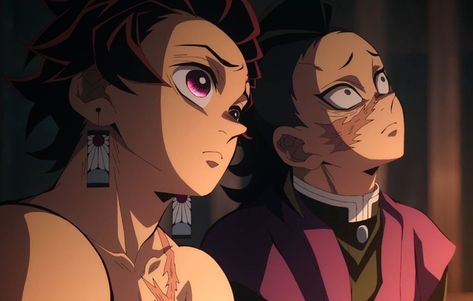 Genya And Tanjiro, Tanjiro Genya, Demonslayer Tanjiro, The Demon Slayer, Dark Alice In Wonderland, Comic Layout, Entertainment District, Anime Akatsuki, Drawing Practice