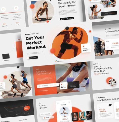 Sports Presentation Template, Sports Pitch Deck Design, Sports Ppt Template, Fitness Presentation Design, Pitch Deck Design Inspiration, Sports Ppt, Sports Presentation, Planning Sport, Pitch Deck Design