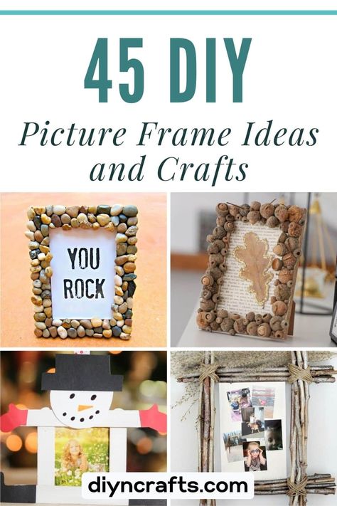 45 DIY Picture Frame Ideas and Crafts Upcycle Picture Frames Diy, Crafty Picture Frames, Using Picture Frames For Decor, Decorating Frames Ideas, Diy Family Picture Frame, Cute Things To Do With Pictures, Upcycle Photo Frames, 5 X 7 Picture Frame Ideas, Dollar Store Picture Frame Ideas