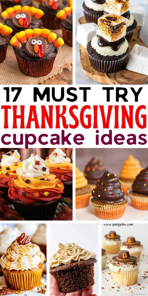 Easy Thanksgiving Cupcakes, Thanksgiving Cupcake Ideas, Low Carb Thanksgiving Recipes, Delicious Thanksgiving Desserts, Sweet Potato Cupcakes, Turkey Cupcakes, Thanksgiving Cupcakes, Thanksgiving Desserts Table, Pecan Tarts