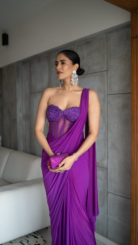 Label Prerna Mehra Indian Designer Clothing (@labelprernamehra) • Instagram photos and videos Made Up Saree Designs, Blouse Designs For Skirts Indian, Corset Traditional Dress, Haldi Mehndi Outfit, Dresses Made From Sarees, Dresses From Saree, Indian Corset, Outfit For Reception, Wedding Indian Outfit