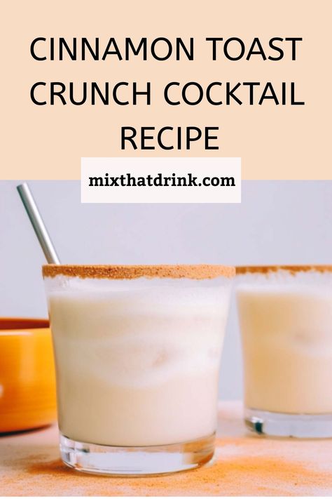 Cinnamon Toast Crunch Drink, Cinamon Toast, Cinnamon Toast Crunch Shot, Gluten Free Drinks, Breakfast Cocktails, Cinnamon Crunch, Cinnamon Twists, Cinnamon Toast Crunch, Winter Cocktails