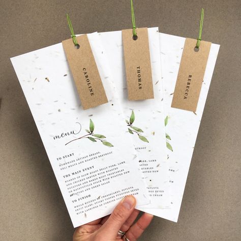 Seed Paper Invitations, Plantable Seed Paper, Eco Wedding, Sustainable Wedding, Eco Friendly Wedding, Wedding Menu Cards, Seed Paper, Personalised Wedding, Menu Cards