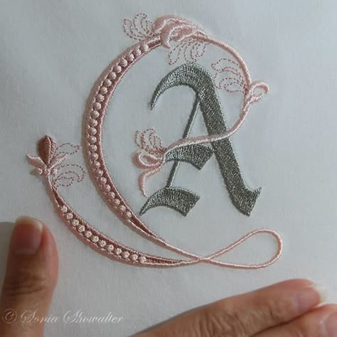 Fleur de Lis Alphabet- A Sulaman Pita, Embroidery Alphabet, The Letter A, Embroidery Letters, Pola Sulam, Brazilian Embroidery, Embroidery Monogram, Embroidered Monogram, Paper Embroidery