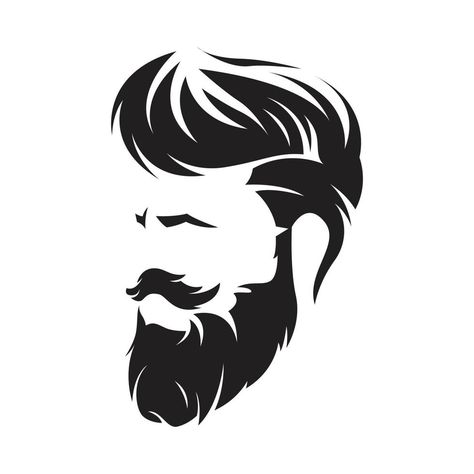 Logo for barbershop, hair salon with hipster head. Vector Illustration. side facing style. Hair Salon Art, Hair Salon Logos, Beard And Mustache, Mens Hairstyle, Hair Logo, Salon Art, Background Images For Quotes, Beard No Mustache, Free Vectors