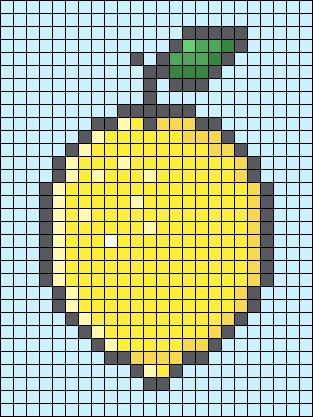 Cross Stitch Lemon, Lemon Pixel Art, Fruit Alpha Pattern, Fruit Pixel Art, Pixel Art Fruit, Fruit Keychain, Crochet Potholder, Sky Anime, Crochet Fruit