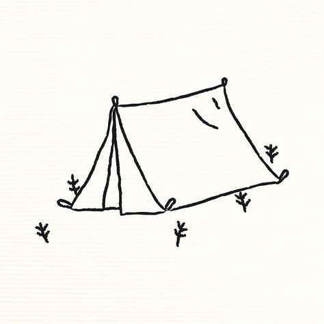 Doodle tent on a campsite vector | free image by rawpixel.com / marinemynt Camping Line Drawing, Tent Camping Tattoo, Small Tent Tattoo, Tent Tattoo Simple, Campsite Tattoo, Easy Camping Drawings, Tent Camping Drawing, Simple Camping Tattoo, Campsite Drawing