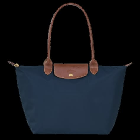 Tote bag L, Navy - View 1 of 5 - zoom in Longchamp Bag, Longchamp Bags, Dream Bags, Stockholm Style, Recycled Canvas, Large Shoulder Bags, Birthday Wishlist, Blue Canvas, Longchamp Le Pliage