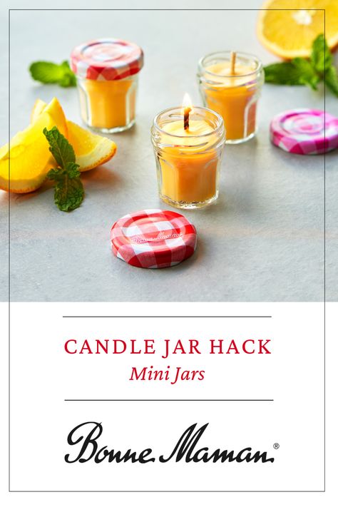 Tiny Bonne Maman Jars, Uses For Small Glass Jars, Tiny Jam Jar Crafts, Mini Jars Diy, Mini Jam Jars Ideas, Bonne Maman Jars Ideas Mini, Bonnie Maman Jars, Mini Bonne Maman Jars Ideas, Bonne Maman Mini Jars Ideas