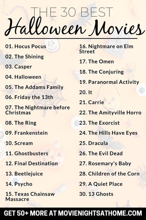 Scary Movie List, Classic Halloween Movies, Halloween Movies To Watch, Halloween Movies List, Best Kid Movies, Halloween Bucket List, Movies For Kids, Movie Lists, Netflix Horror