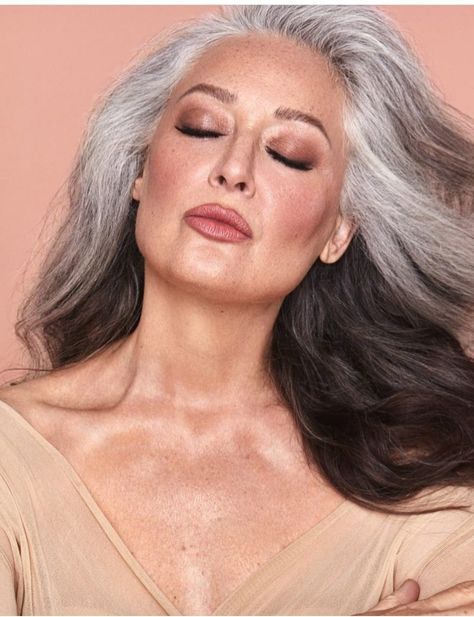 Silver Hair Long, Silver Hair Women, Unbothered Queen, Groom Makeup, Brian Scott, Birthday Portraits, Mom Makeup, Female Makeup, Fall Makeup Trend