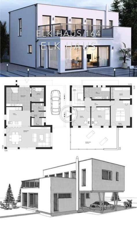 House Ideas Luxury, Modern House Plans Open Floor, Modern Luxury Villa, Garden Exterior, Double Storey House Plans, Architecture Design Ideas, Bauhaus Architecture, Plan Villa, Double Storey House