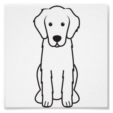 Flat-Coated Retriever Dog Cartoon Posters Golden Retriever Cartoon, Golden Retriever Drawing, Perros Golden Retriever, Dog Drawing Simple, Dog Line Drawing, Cute Dog Drawing, Flat Coated Retriever, Dog Sketch, Dog Cartoon