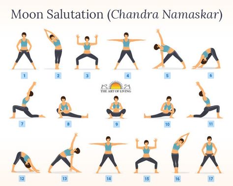 Moon Salutation -Chandra Namaskar: Try this Cooling Yoga Sequence Soon | The Art of Living New Moon Yoga Sequence, Chandra Namaskar Yoga, 45 Minute Yoga Sequence, Moon Salutation Yoga Sequence, Night Yoga Flow, Yoga Namaskar, Moon Salutation Sequence, Moon Salutation Yoga, Chandra Namaskar