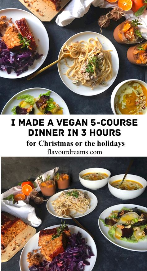 Vegan 3 Course Meal, Vegan Carrot Soup, 5 Course Meal, Vegan Christmas Dinner, 3 Course Meals, Vegan Recipes Plant Based, Vegetarian Menu, Vegan Menu, Vegan Comfort Food