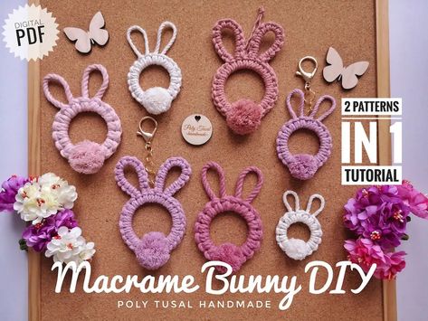 Cute Pendants, Rabbit Diy, Makramee Diy, Car Hangers, Macrame Patterns Tutorials, Macrame Ideas, Bunny Easter, Easter Rabbit, Macrame Projects