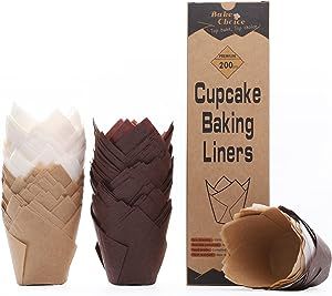 Amazon.com: [Nordic Paper] 200pcs Tulip Cupcake Liners for Baking Cups EU Parchment paper Standard Size Tulip Muffin Liners, Cupcake Wrapper, Brown, White, Unbleached Natural for Party, Christmas by Bake Choice: Home & Kitchen Tulip Cupcake Liners, Mini Tart Pans, Brown Liner, Cupcake Pans, Cupcake Wrapper, Muffin Liners, Cupcake In A Cup, Cupcake Pan, Cupcake Wrappers