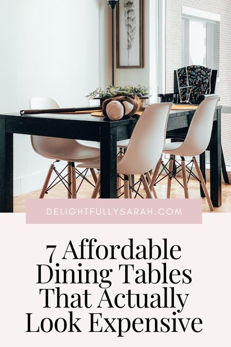 These are the 7 best affordable dining tables that actually look expensive. Your guests will LOVE these tables almost as much as you do! Budget-friendly dining tables are not longer basic and boring! These cheap dining room tables will elevate anyone's dining room. I am so excited to share this list of the 7 best affordable dining room tables that your guests will love! via @delightfullysarah Rooms Wallpaper, Aesthetic Dining Room, Cheap Dining Room Sets, Dining Room Aesthetic, Cheap Dining Tables, Wallpaper Dining, Ikea Dining Room, Affordable Dining Room Sets, Small Dining Room Table