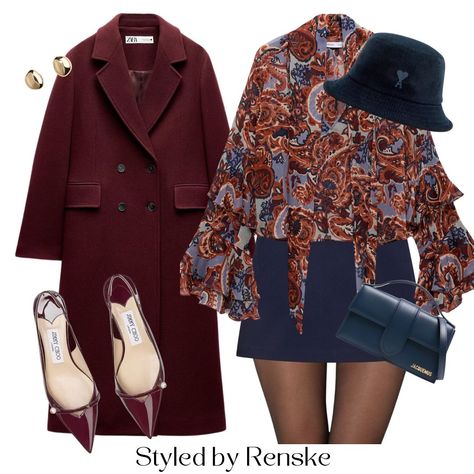 Navy & burgundy 💙❤️ Comment OUTFIT to shop the look ✨ #fallfashioninspo #falloutfitinspo #dailyoutfitinspo #autumnstyling #zaracoat #virtualoutfit Navy And Burgundy Outfit, Burgundy Outfit, Zara Coat, Virtual Fashion, Outfit Inspo Fall, Shop The Look, Daily Outfits, Acting, Navy