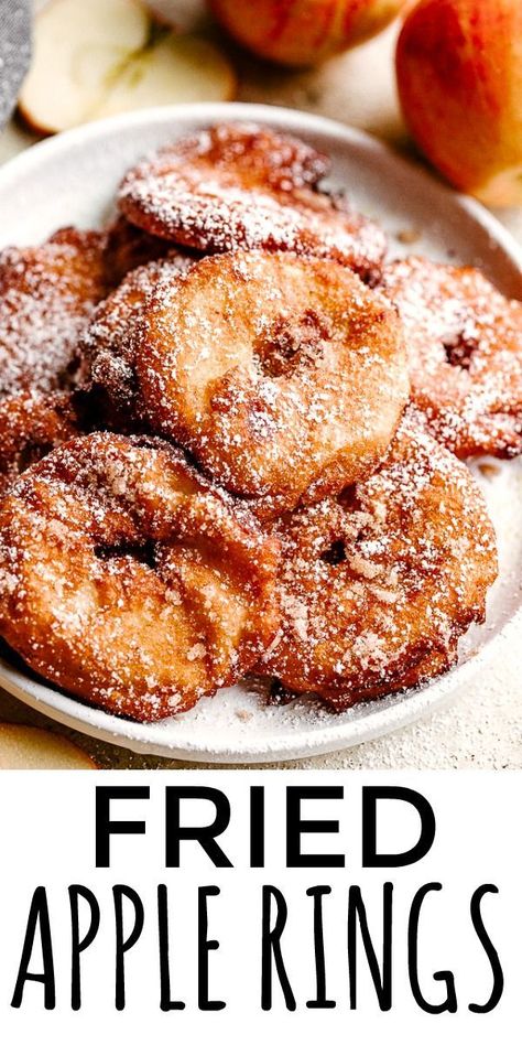 Apple Rings Recipe, Fried Apple Rings, Sliced Apple, Fried Apple, Breakfast Donuts, Apple Donuts, Pancakes Breakfast, Apple Rings, Apple Recipes Easy