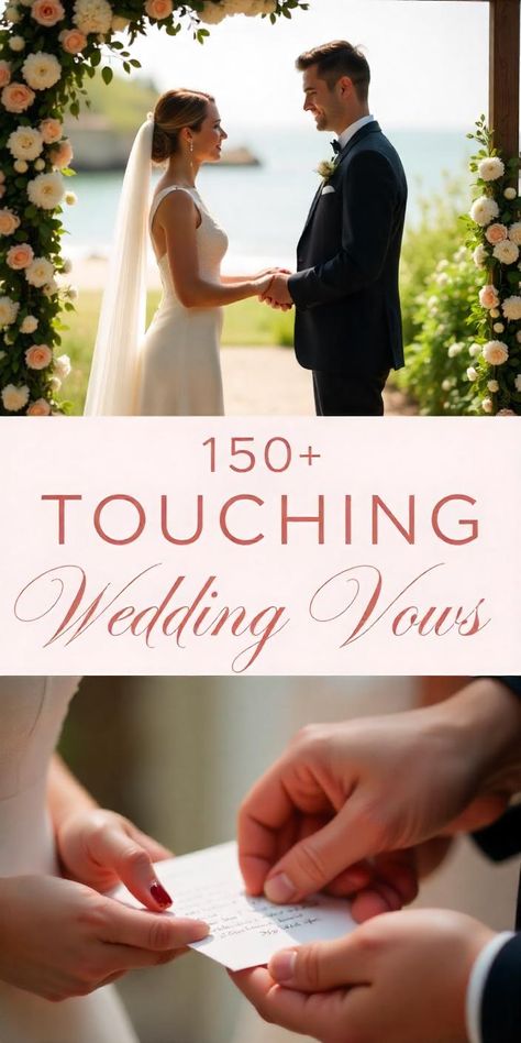 Find the perfect words for your big day with these 150+ touching wedding vows! Whether you're looking for heartfelt, romantic, or unique promises, this collection will help you express your love in the most meaningful way. Make your vows unforgettable! Perfect Word, Wedding Vows, Party Games, Big Day, Make It Yourself