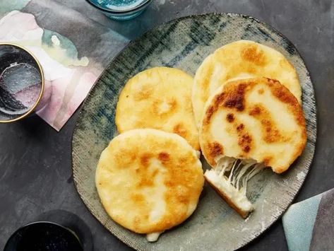 White Corn Meal, Arepas Recipe, Venezuelan Food, Corn Cakes, Food Network Canada, Cheesy Recipes, Best Cheese, Latin Food, Food Goals