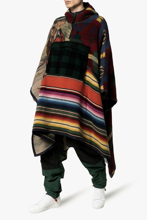 Polo Ralph Lauren Hooded Patchwork Poncho | HYPEBEAST Patchwork Poncho, Hooded Poncho, Rugged Look, Knitted Hood, Sport Bag, Ll Bean, Timberland Boots, Winter Scarf, Half Zip