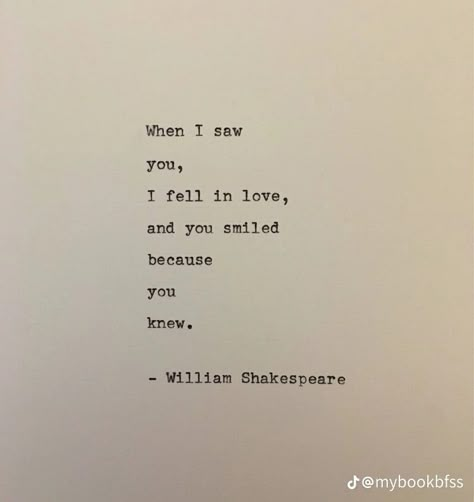 William Shakespeare, Fell In Love, Typewriter, The Words, I Saw, In Love, Drawings, Quotes, White