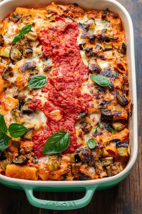 Eggplant Recipes Pasta, Pasta With Ricotta, Sip And Feast, Eggplant Pasta, Eggplant Parmesan Baked, Baked Rigatoni, Eggplant Zucchini, Eggplant Lasagna, Eggplant Recipe