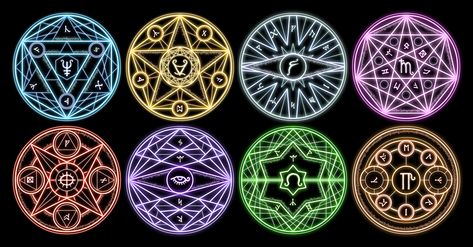 [Art] Sigils for each school of magic : DnD Schools Of Magic, Alfabeto Viking, Spell Circle, Transmutation Circle, Magic System, Elemental Magic, Dragon Artwork Fantasy, Super Powers Art, Element Symbols