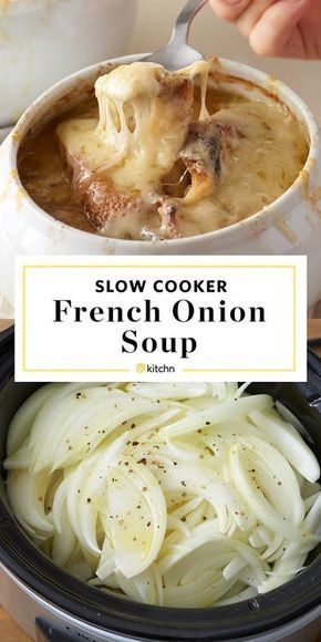 Mar 27, 2018 - Here's a step-by-step recipe for blissfully delicious French onion soup made from start to finish in the slow cooker. French Onion Soup Recipe Slow Cooker, Slow Cooker French Onion Soup, Slow Cooker Tikka Masala, Homemade French Onion Soup, French Onion Soup Recipe, Diner Recept, Soup Recipes Slow Cooker, Fettuccine Alfredo, Chicken Tikka Masala