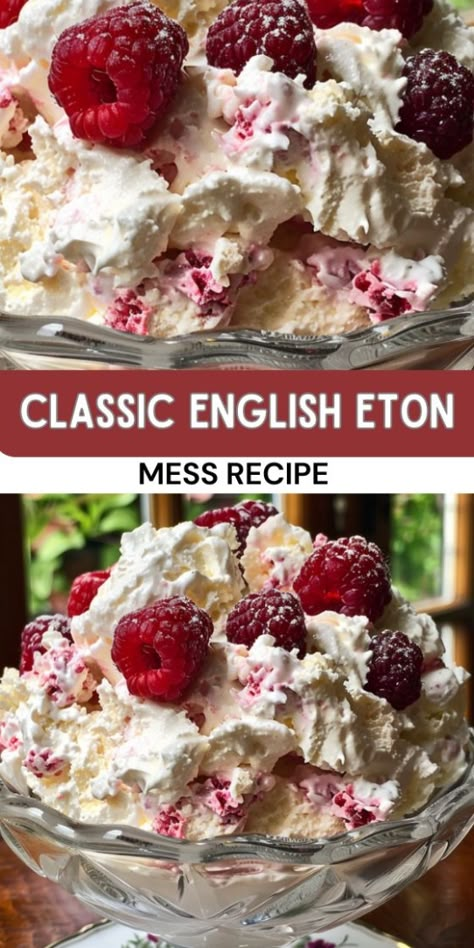 Classic English Eton Mess English Dessert Recipes, Eton Mess Cake, Eton Mess Dessert, British Pudding, British Bake Off Recipes, British Baking Show Recipes, Easy Dessert Bars, English Desserts, Low Fodmap Snacks