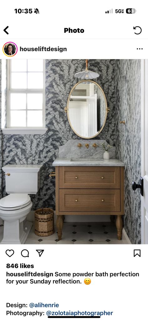 Transitional Half Bath, Powder Bath Vanity, Guest Half Bath, Ali Henrie, Timeless Bathrooms, Moody Vintage, Vintage Bathroom Decor, Powder Bathroom, Laundry Room Flooring