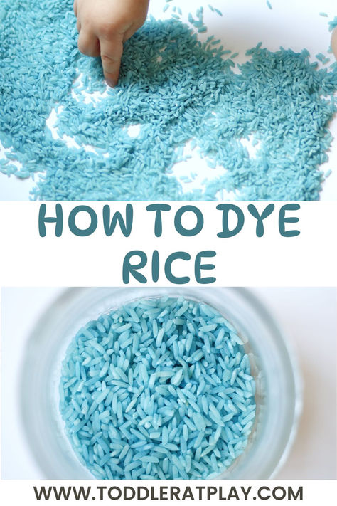 I’m sharing with this How to Dye Rice Tutorial! It only requires 3 ingredients and you’ll be done in 3 quick steps. #howtodyerice #sensorybin #sensoryplay #kidsactivities Dye Rice, Sensory Play Toddlers, Winter Unit, Toddler Class, Glitter Jars, Sensory Activities Toddlers, Colored Rice, Preschool Activities Toddler, Toddler Sensory