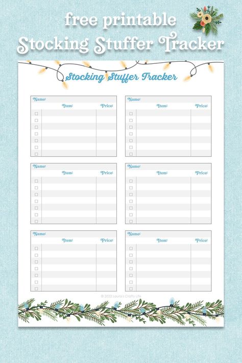 Stocking Stuffer Tracker. Get this free printable stocking stuffer gift tracker to keep track of all the gifts you purchase for stockings. Stocking Stuffer List Printable, Gift Tracker Free Printable, Printable Divorce Papers, Budget Binder Free, Christmas Gift Tracker, Budget Binder Printables, Gift Tracker, Free Printable Gifts, Best Stocking Stuffers