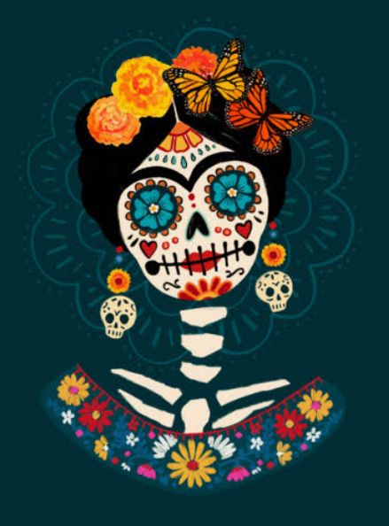 Mexicana Drawings, Dia De Los Muertos Canvas Painting Ideas, Mexican Skull Painting, Day Of The Dead Painting Ideas, Dia De Los Muertos Painting Ideas, Mexican Inspired Art, Mexico Painting Ideas, Mexico Art Culture, Sugar Skull Painting Ideas