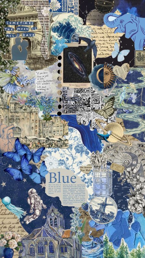 #blue #aesthetic  #collageart #flowers #butterfly #love #wallpaper #sun #moon #dreamer #reading #astrology Wallpaper Sun, Baby Blue Wallpaper, Blue Butterfly Wallpaper, Wallpaper Iphone Boho, Butterfly Love, Ipad Background, Flowers Butterfly, Dark Wallpaper Iphone, Art Collage Wall